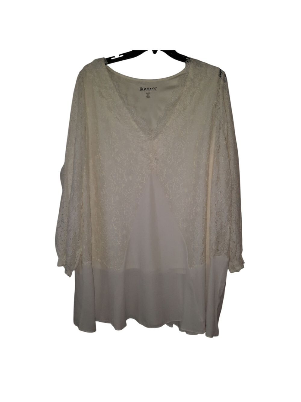 Roamans Long Sleeve Ivory Blouse Size 2X (26/28) - Picture 2 of 7